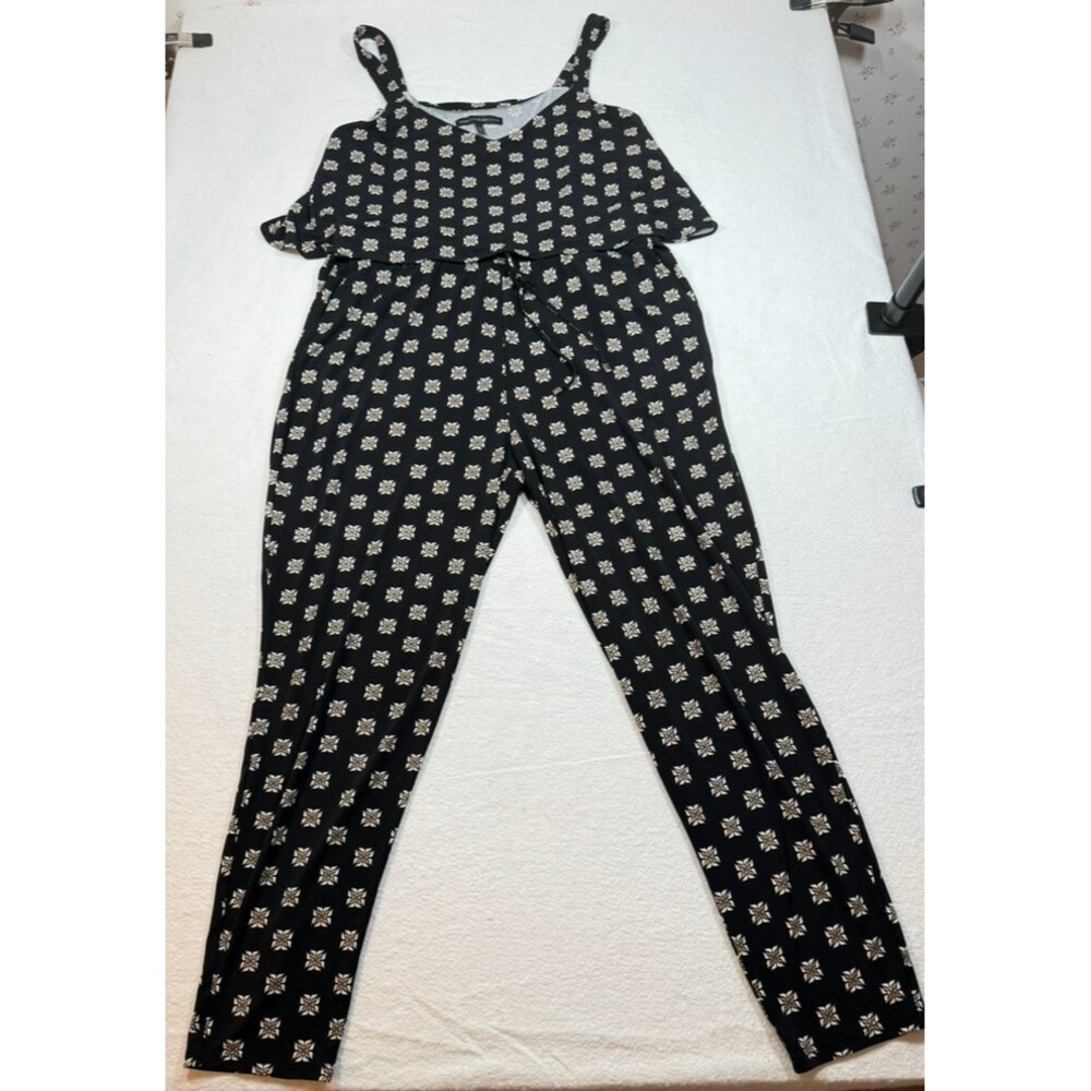 White House Black Market Jumpsuit Romper Womens L Floral Tank Wide Leg Lined